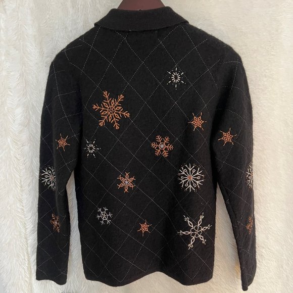 🎉HP🎉 Herman Geist Hand Beaded Snowflake Wool Jacket - Picture 4 of 11